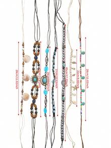 1pc Bohemian Style Beaded Braided Headband/Waist Belt, Versatile Fashion Hair Accessory & Dress Belt - Multicolor - View 3