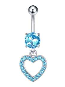 Blue Stainless Steel CZ Heart Dragon Butterfly Navel Belly Button Ring Piercing Jewelry For Women