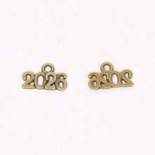 mengjiale 40pcs Retro Alloy Jewelry Accessories, Multicolor 2025 & 2026 Year Charms, Suitable For DIY Jewelry Making