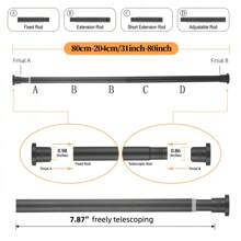 1 Stück einstellbare Metall-Teleskopstange (Grau) - Keine Bohrung Federspannung Gardinenstange 31"-98", Schwerlast Dusch- & Fenstervorhangstange für Badezimmer, Wohnmobil, Kleiderschrank, Wohnzimmer, Schlafzimmer - Einfache Installation Heim-Badezimmer-Dekoration Herbst-Dekoration Badezimmer-Accessoires Schulanfang