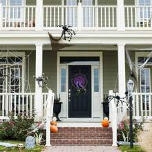 Halloween Wreath Witch, Wreaths For Front Door With Witch Hat Leg Mesh Decor, Halloween Decorations Indoor Outdoor - 紫色 - 查看 5