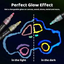 1 pieza Bolígrafo marcador de acrílico luminoso, pincel para pintura de graffiti luminoso de colores DIY y creativo. Disponible en 8 colores. Muy adecuado para pintura de tela y crear un ambiente animado en fiestas. De vuelta a la escuela