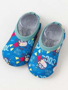 1Pair 0-3years Baby Kids Anti-Slip Socks Floor Foot Socks For Boys And Girls Animal Print Cartoon Barefoot Aqua Socks Non-Slip Shoes