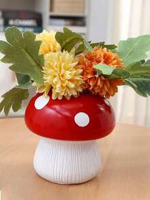 1pc Mushroom Vase Premium Decorative Ornament Creative Cute Red Dots Mushroom Living Room Office Desk Pen Holder Vase Ornament Vase Ins Style High Beauty Vase Hydroponic Soft Decoration Premium Decorative Ornament Flower - Multicolor - View 5