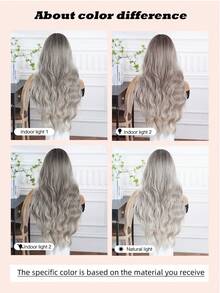 26-Inch Brown Gradient Silver-Gray Wig Long Curly Wavy Wig, Romantic Beautiful Synthetic Heat-Resistant Wig With Fringe Wig For Everyday Life And Parties, Holiday Trips, Music Festivals Holiday Gifts - Gray Ombre - View 10