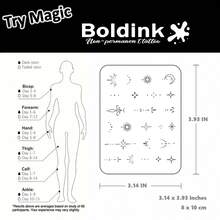 Boldink 非永久性纹身，月亮、太阳、月光、心形图案，DIY 临时纹身，防水，持久 1-2 周，自然简单的临时纹身贴纸，有趣的纹身体验 - 黑色 - 查看 5