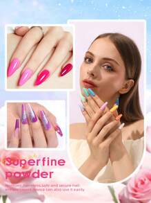 CHOSEOS 48 Colored Crystal Powder Set, 10 G/0.35 Oz Per Bottle, For DIY French Extended 3D Nail Sculpture, Long Lasting, No Nail Lamp Needed!