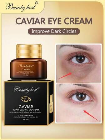 Beauty Host 鱼子酱眼霜 - 滋润眼部护理，可消除黑眼圈和浮肿，紧致亮泽配方，含有神经酰胺 4 和可可籽提取物，适合所有肤质，20g