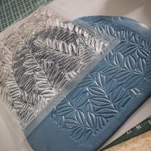 不粘可重复使用柔性粘土纹理垫适用于陶器陶瓷聚合物粘土工具压印浮雕印章草叶花朵图案