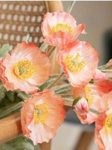 2 朵罂粟花、人造花、家居装饰、丝绸花、毛绒花杆、人造花饰品、花束、派对装饰、婚礼装饰、餐厅桌、人造花、带线树枝、可折叠、家居装饰品、开斋节、房间装饰 - 彩色 - 查看 11
