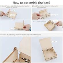 镶嵌心形婚礼留言簿替代品，个性化木质独特质朴留言簿，配有盒子和小心心，适用于结婚周年纪念母亲节礼物