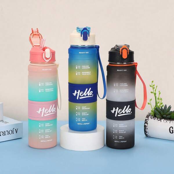 1pc Large Capacity PC Water Bottle, Sports Fitness Portable Straw Cup, Suitable For Home Outdoor Travel