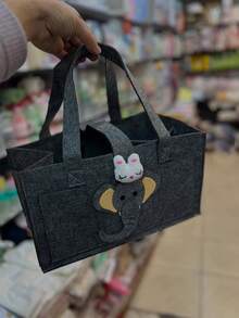 1pc Felt Diaper & Essentials Organizer Pouch - Black - View 6