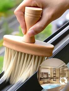 1pc Multi-Purpose Textured Cleaning Brush Set - Great For Windows, Desks And Kitchens - Durable Plastic, Great For Home And Hotel Use - Uncharged - Brown - View 2