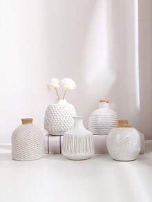 Set de 8 botellas de cerámica vintage con relieve para aceites esenciales, decoración de sobremesa para la sala de estar, entrada y mesita de noche