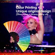 1 件 10 英寸塑料框架夏季扇子，纯色太极功夫表演扇，粉色黑色荧光