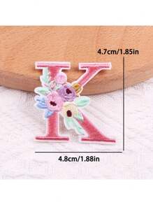 1 pieza, Parche bordado con flores para planchar con letras (A-Z), apliques decorativos para DIY en decoración de ropa, material de tela, calcomanías para ropa