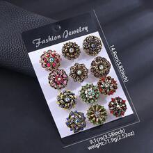 Bộ 12 trâm cài áo bằng hợp kim đính đá hoa nhiều màu, phong cách tối giản thời trang để đeo hàng ngày, phụ kiện ghim ngực cho áo khoác, áo khoác - Nhiều màu - Xem 18