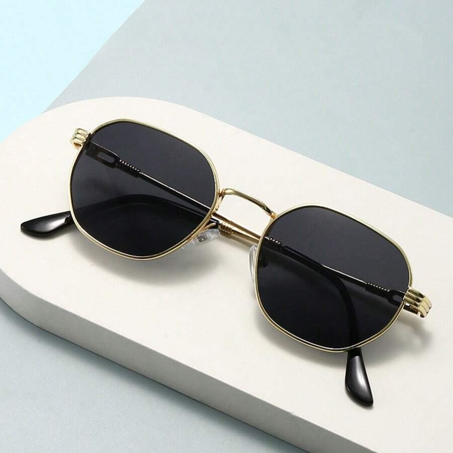 1pc Women's Retro Y2K Fashion Fashion Glasses, Geometric Design, Metal Frame, Perfect For Fashionable Outfits - Multicolor - View 1