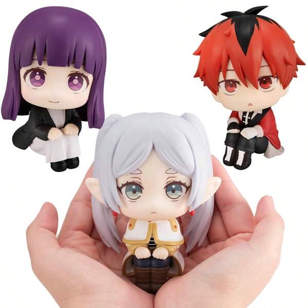 bandai 1 pieza Figura de anime de 10cm/3.94 pulgadas de Frieren: Beyond Journey's End, figura de acción Frieren que mira hacia arriba, Kawaii Fern/Stark, figura decorativa para el auto o el hogar, modelo de colección para adultos, muñeco de juguete, regalo de cumpleaños