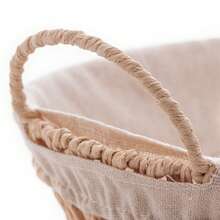Oval Basket With Handle In Paper With Fabric Lining 29cm X 20cm X 12cm - Wolff - 木頭 - 查看 6