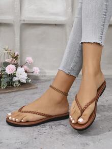 Girls Flat Thong Sandals, Soft Sole Non-Slip Beach Slippers, Summer 2025 New Arrival