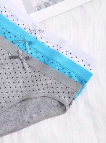 6 paquetes de ropa interior para mujer de talla grande con diseño de lunares y lazos, simple y a la moda, cintura elástica en algodón suave y elástico, apropiado para diversas ocasiones