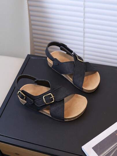 2025 New Soft Bottom PU Soft Surface Toddler Boys' Beach Shoes, Lightweight Durable Protective Outdoor Summer Sandals