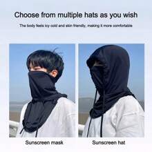 LOTANK Summer Thin Semi Transparent Full Face Sunscreen Hat Mask Outdoor Hiking Camping Thin UV Resistant Hat Neck Protection Hat
