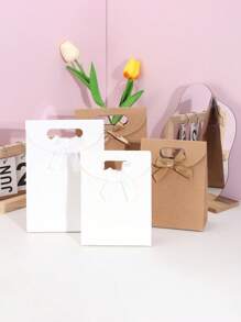 20pcs Customized Paper Bags, Personalized Packaging Bags, Handle Bags With Flip-Top , Bow Gift Bags, Tote Bags For Gifts