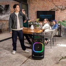 STF Power Block Pro 12 Inch Speaker Box LED Lights USB, Micro SD Inputs FM Radio Microphone Input Includes Microphone And Remote Control - Black - View 4