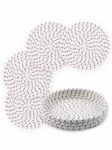 Soporte de rejilla de aproximadamente 20,3 cm (8 pulgadas) apto para platos, ollas y sartenes calientes, posavasos resistente al calor grueso para la cocina, alfombrilla, artículos de cocina esenciales, decoración de mesa y encimera, con cesta de almacenamiento, set de 5 piezas (4 posavasos + 1 cesta de almacenamiento)