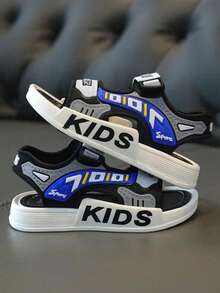 1 đôi dép xăng đan mùa hè mới cho trẻ em, dép đi trong nhà và ngoài trời chống trượt hình hoạt hình dễ thương. - Màu xanh lam - Xem 6