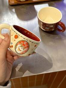 Cốc gốm họa tiết hoa mèo dễ thương, Cốc gốm chất lượng cao, Cốc cà phê/nước sử dụng tại nhà và văn phòng, Cốc ăn sáng - Nhiều màu - Xem 2