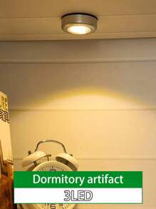 6/3/1 Luz de presión plateada, 3 luces nocturnas inalámbricas LED, diseño de interruptor de presión circular de luz amarilla/blanca, carcasa de material ABS, luz de pared adecuada para iluminación del hogar, pasillo, baño, dormitorio, cocina, gabinete, escaleras, iluminación de automóvil (excluyendo la batería)