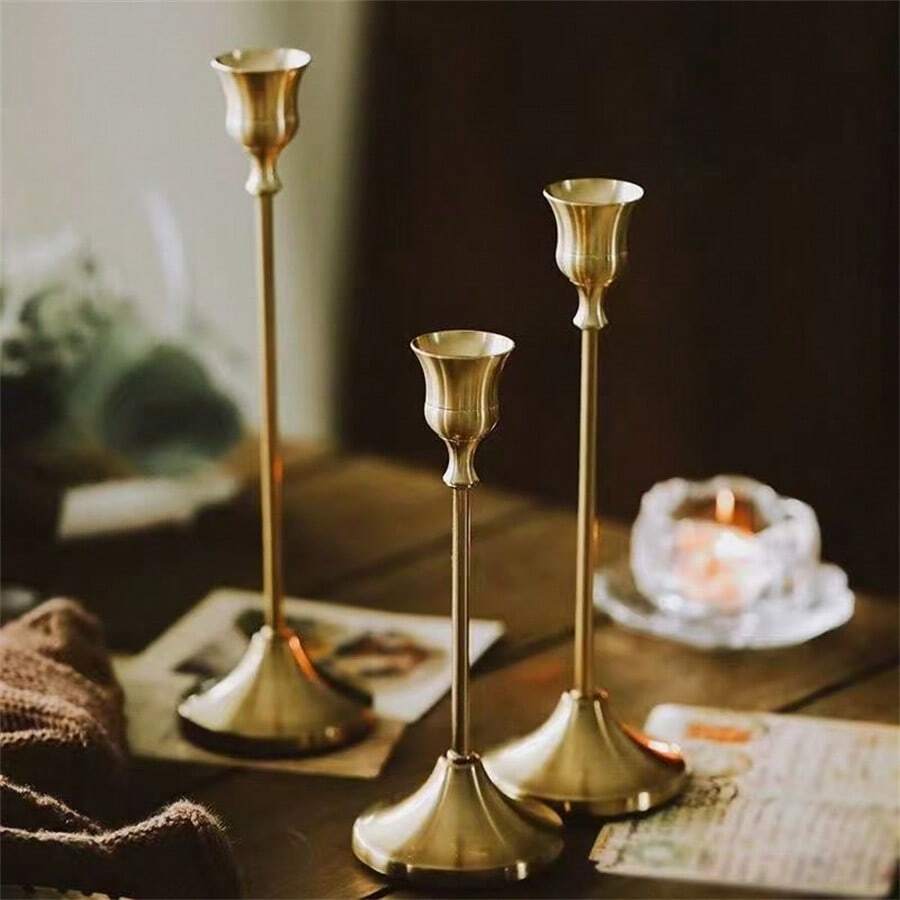 3PCS Elegant Set Of 3 Candle Holders, Candle Holder, Cone Candle Holder, Set Of 3 Candle Holders, Centerpiece For Weddings, Christmas Holidays, Birthdays, Parties, Retro Dining Tables