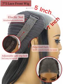 SALLYWELL Wear And Go 无胶假发 7*5 蕾丝前假发 假发 无胶黑色直发 女士合成假发 Wear&Go 26 英寸