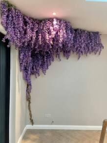 1/6/12pcs 43.3inch Artificial Plant Vines,Wisteria Plastic Hanging Flower,Silk Flowers For Room Decoration,Family Party Wedding Decoration,Home Garden Wall Decoration,Perfect Hanging Decoration For Weddings