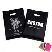 10/30/50 pezzi Sacchetti di plastica PE personalizzati con stampa, borse con testo personalizzato per attività commerciale, borse della spesa per boutique, sacchetti all'ingrosso per negozi