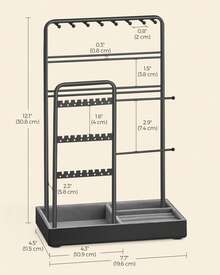 SONGMICS Jewelry Holder, Metal Jewelry Display In Bedroom, Christmas Gift For Women Girl - 墨黑色 - 查看 4