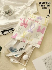 1 pieza Bolsa de lona personalizada, diseño único (foto, paisaje, ilustración), plegable, gran capacidad, ligera, elegante, bolsa de mano personalizada, bolsa de hombro, bolsa de compras casual Regreso a la escuela