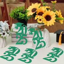Etiquetas de Recorte de Papel Decoração da Festa de Formatura 2025 Chapéu de Formatura 2025 Decoração da Mesa da Festa 2025 Parabéns Suprimentos de Formatura Decoração da Mesa da Festa da Classe de Formatura 2025