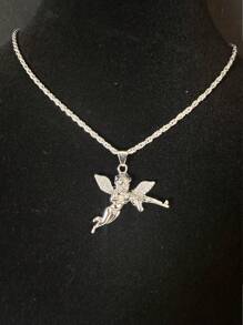 1pc Unique Fashion Simple Hiphop Punk Angel Gun Revenge Angel Chain Necklace For Men & Couples, Suitable As Jewelry Gift And For Parties