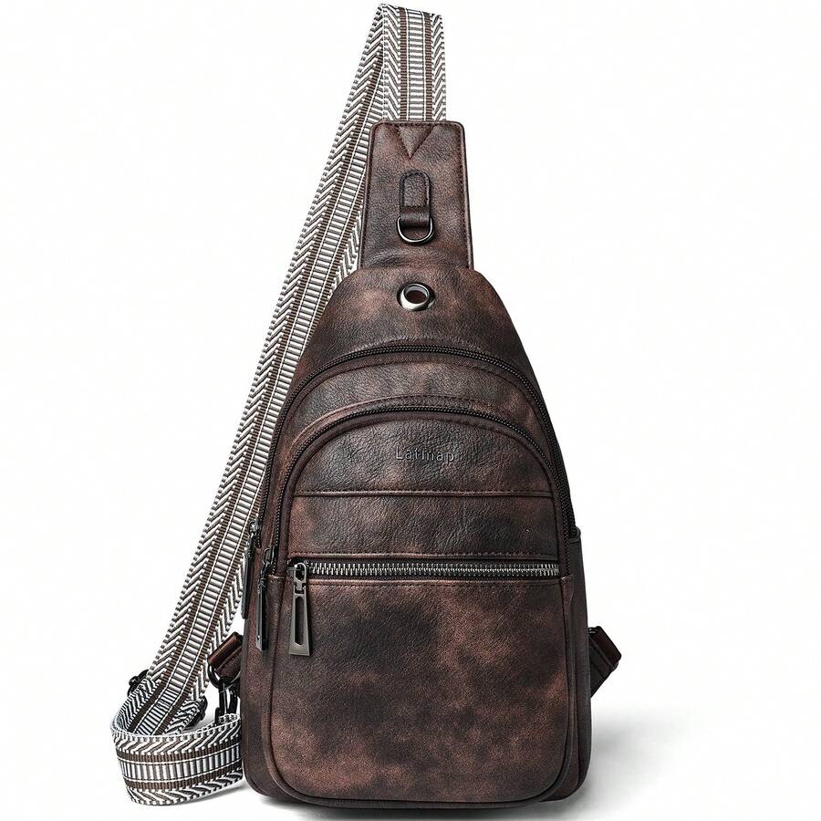 LATMAP 7L Sling Bag For Women Men Vegan Leather Crossbody Bags Fanny Pack Purse Backpack Over Shoulder Bag Travel Anti Theft,Vacation Essentials&Back-To-School Essentials - Cà phê - Xem 1
