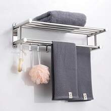 50/40cm Towel Rack With Movable Hooks 304 Stainless Steel Bathroom Kitchen Towel Holder Wall Mounted Towel Rack For Home Hotel Stainless Steel Bathroom Towel Holder Storage Organizer Shelf Wall Mounted Towel Rack Home Hotel Wall Shelf For Kitchen Bathroom Towel Rack