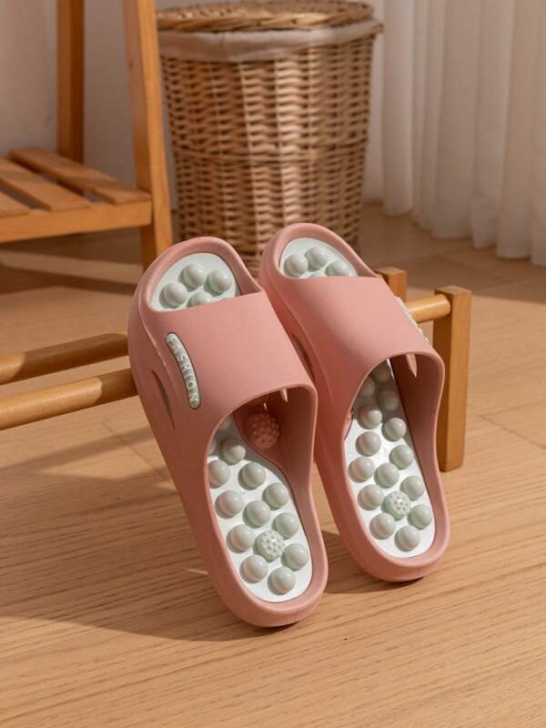 Pink Women's Massage Slippers, Round Ball Soles, Raised Massage Points On Soles, Comfortable Soft, Shower Slippers, Indoor House Shoes