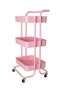Mobile Kitchen Trolley, Multi-Layer Bathroom Storage Rack With Wheels, Living Room Storage Trolley, Beauty Trolley - Pink - View 1