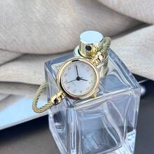 1pc Women's Rope & Alloy Round Case Arabic Numeral Scale Casual Fashion Bracelet Watch - Gold - View 7