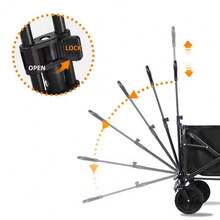 Trolley On Wheels, Beach Trolley Cart All Terrain Utility Wagon For Shopping Picnic Garden, Heavy Duty Camping Trolley Cart  Adjustable Handle Brakeless, Beige/Black - Multicolor - View 7