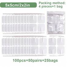 10/20/50/100Pcs TENS Unit Pads 5x5cm Reusable Latex-Free Replacement Pads Electrode Pads With Upgraded Sticky Electrode Pads Gel And Non-Irritating Design For Muscle Stimulator